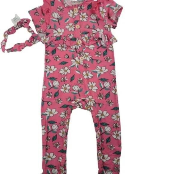 Jessica Simpson Floral Short Sleeve Jumpsuit Size 24M - Picture 2 of 6
